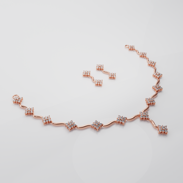 Reva Necklace For Women- Elegant Rose Gold Square Cluster Necklace Set