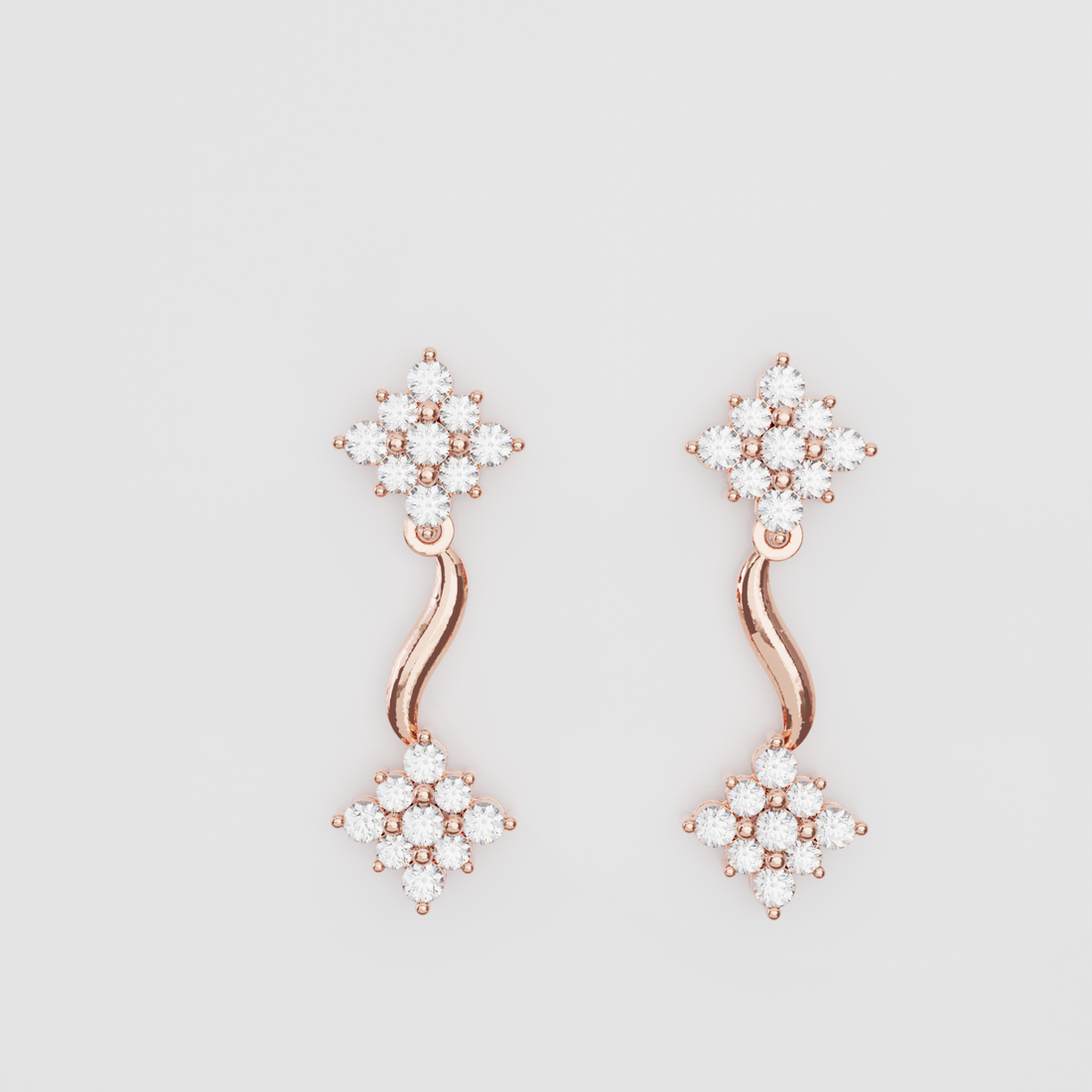Reva Necklace For Women- Elegant Rose Gold Square Cluster Necklace Set