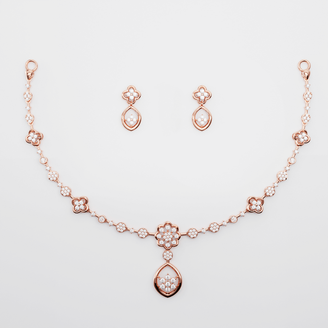 Reva Necklace For Women- Radiant Rose Gold Bridal Set